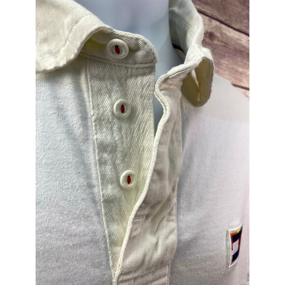 Tommy Hilfiger White and beige Short Sleeve Polo Shirt Size Large - Picture 11 of 12